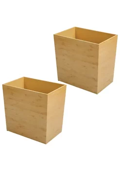 New ⌛ MDesign Rectangular Wood Trash Can 🤩 -Storage Basket Store Belk 1040