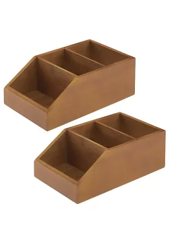 Best Pirce ❤️ MDesign Front Dip Divided Bamboo Bin 👍