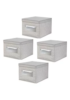 Buy ⭐ MDesign Lidded Fabric Box with Window Set 12" x 15.5" x 10" 💯 -Storage Basket Store Belk 1105