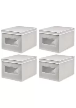 Buy ⭐ MDesign Lidded Fabric Box with Window Set 12" x 15.5" x 10" 💯 -Storage Basket Store Belk 1106