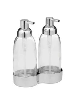 Promo 😉 MDesign Glass Liquid Soap Dispenser Set ❤️ -Storage Basket Store Belk 1204