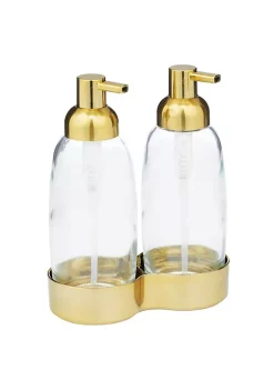 Promo 😉 MDesign Glass Liquid Soap Dispenser Set ❤️ -Storage Basket Store Belk 1206
