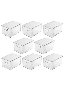 Cheapest 🛒 MDesign Plastic Bin with Lid + Handles 8.5" x 15" x 6" ✔️ -Storage Basket Store Belk 1435