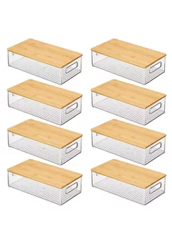 Best Pirce 🌟 MDesign Stackable Bin with Bamboo Lid 15" x 8" x 4" 🤩