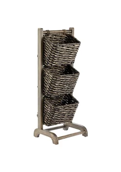 Outlet 🎉 MDesign 3-Tier Wood + Hyacinth Basket Stand 😉
