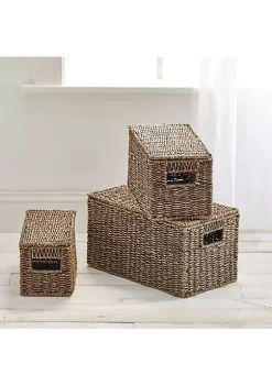 Brand new 🤩 MDesign Seagrass Nesting Basket Set with Removable Lids 🎉 -Storage Basket Store Belk 1572