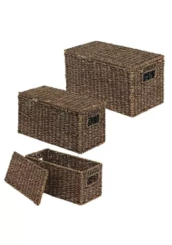 Brand new 🤩 MDesign Seagrass Nesting Basket Set with Removable Lids 🎉 -Storage Basket Store Belk 1574
