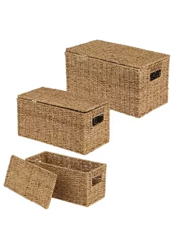 Brand new 🤩 MDesign Seagrass Nesting Basket Set with Removable Lids 🎉 -Storage Basket Store Belk 1575