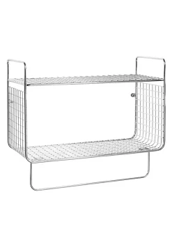 Cheap ❤️ MDesign 2-Tier Wall Mount Towel Rack with Shelf ⌛ -Storage Basket Store Belk 1627