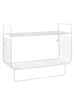 Cheap ❤️ MDesign 2-Tier Wall Mount Towel Rack with Shelf ⌛ -Storage Basket Store Belk 1628