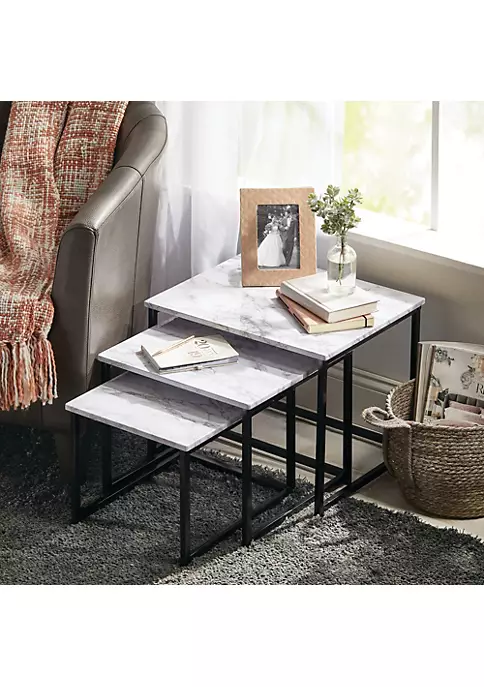 Buy 😉 MDesign Metal + Wood Nesting End Table Set 🌟 3 Buy 😉 MDesign Metal + Wood Nesting End Table Set 🌟 - Image 2