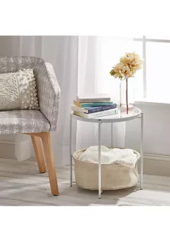 Discount ⭐ MDesign Round End Table with Woven Basket 🤩 -Storage Basket Store Belk 1704