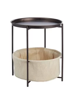 Discount ⭐ MDesign Round End Table with Woven Basket 🤩 -Storage Basket Store Belk 1705