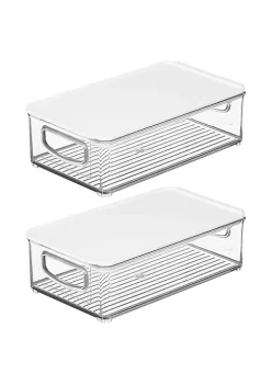 Best Pirce ⌛ MDesign Stackable Bin with Lid 11" x 6" x 3" 🔥