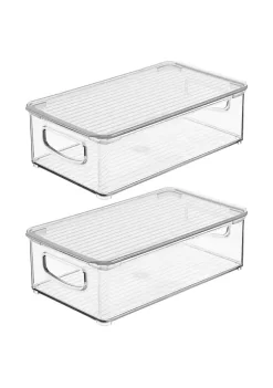 Best Pirce ⌛ MDesign Stackable Bin with Lid 11" x 6" x 3" 🔥 -Storage Basket Store Belk 1905