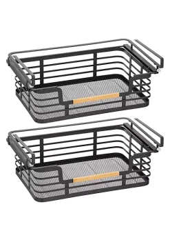 Wholesale 👏 MDesign Under Shelf Sliding Basket with Bamboo Handle Set 17" x 11" x 7" 👍