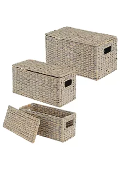 Brand new 🧨 MDesign Hyacinth Nesting Basket Set with Removable Lids ✔️