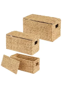 Brand new 🧨 MDesign Hyacinth Nesting Basket Set with Removable Lids ✔️ -Storage Basket Store Belk 2051