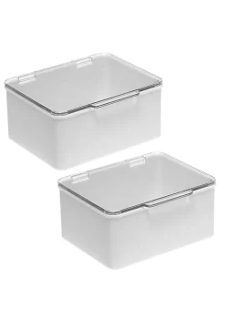 Promo 🛒 MDesign Stackable Hinged Lid Bin 6" x 7" x 3" 💯