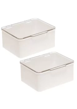 Promo 🛒 MDesign Stackable Hinged Lid Bin 6" x 7" x 3" 💯 -Storage Basket Store Belk 2159