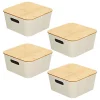 Wholesale π― MDesign Stackable Bin with Bamboo Lid Set 10" x 10" x 6" π― 2 Wholesale π― MDesign Stackable Bin with Bamboo Lid Set 10" x 10" x 6" π― -Storage Basket Store Belk 2272