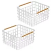 Budget 😀 MDesign Wire Basket with Bamboo Handles 14" x 14" x 8" 🎉 -Storage Basket Store Belk 2293