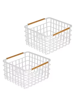 Budget π MDesign Wire Basket with Bamboo Handles 14" x 14" x 8" π 5 Budget π MDesign Wire Basket with Bamboo Handles 14" x 14" x 8" π -Storage Basket Store Belk 2294