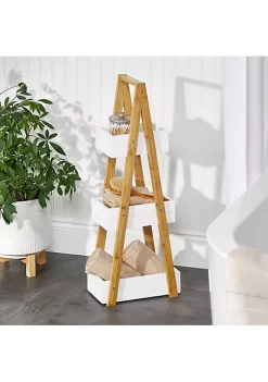 Coupon 💯 MDesign 3-Tier Freestanding Bamboo A-Frame Shelf ⌛ -Storage Basket Store Belk 2312