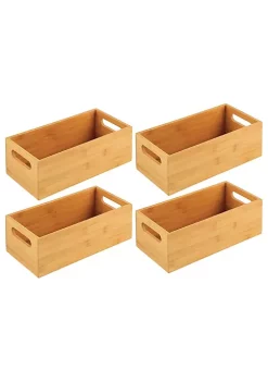 Hot Sale ❤️ MDesign Bamboo Bin with Handles 11" x 6" x 3.5" 🛒