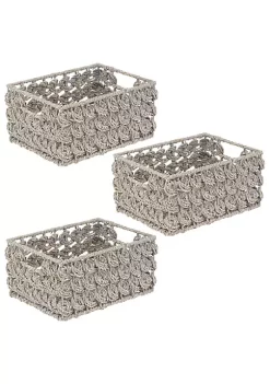 Best Sale 🛒 MDesign Seagrass Rose Weave Basket With Handles 12"x 9" x 6" ⭐