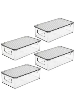 Best Sale 😉 MDesign Stackable Bin with Lid 11" x 6" x 3" 😍 -Storage Basket Store Belk 2406