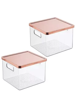 Top 10 ⭐ MDesign Stackable Bin with Steel Lid Set 8" x 8" x 6" 🔔