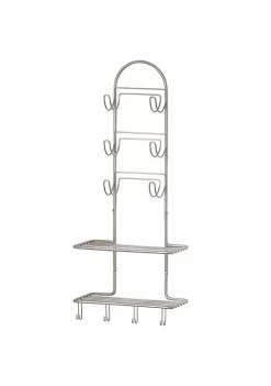 Best Pirce 🔔 MDesign 4-Hook Wall Mount Towel Organizer with Shelves 🎁 -Storage Basket Store Belk 2458