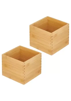 Deals 🎉 MDesign Bamboo Bin Set 7" x 7" x 6" 😍 -Storage Basket Store Belk 2533