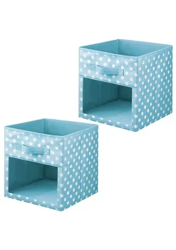 Discount 🔥 MDesign Polka Dot Fabric Bin with Window Set 10.5" x 10.5" x 11" 💯