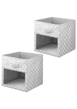 Discount 🔥 MDesign Polka Dot Fabric Bin with Window Set 10.5" x 10.5" x 11" 💯 -Storage Basket Store Belk 2641