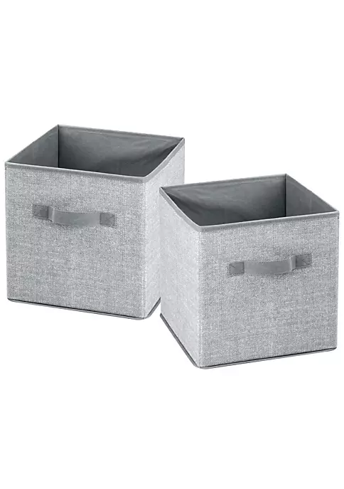 Best Sale ⌛ MDesign Cube Fabric Bin with Handles Set 11" x 11" x 11" ❤️ 3 Best Sale ⌛ MDesign Cube Fabric Bin with Handles Set 11" x 11" x 11" ❤️