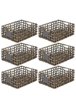 Coupon 👏 MDesign Open Weave Hyacinth Basket with Chalkboard Label 16" x 12" x 6" ✨ -Storage Basket Store Belk 2710