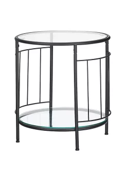 Outlet 😍 MDesign Round Metal+ Glass End Table 🛒 -Storage Basket Store Belk 2766