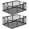 Hot Sale 🎉 MDesign Flat Wire Basket with Bamboo Handles 16" x 12" x 6" ❤️ -Storage Basket Store Belk 2783