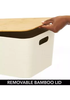 Coupon 🥰 MDesign Stackable Bin with Bamboo Lid Set 10" x 14" x 8" ⭐ -Storage Basket Store Belk 2797