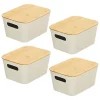 Wholesale 🤩 MDesign Stackable Bin with Bamboo Lid Set 7" x 10" x 6" 🔔 -Storage Basket Store Belk 2799
