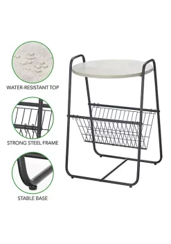 Best deal 👍 MDesign Metal Side Table with Built-in Wire Basket 🎁 -Storage Basket Store Belk 2834
