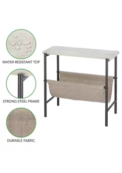 Deals ✔️ MDesign Metal Side Table with Fabric Storage Hammock 🛒 -Storage Basket Store Belk 2843