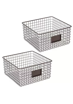 Best Pirce 🥰 MDesign Wire Basket with Label Holder 12" x 10" x 6" 😀