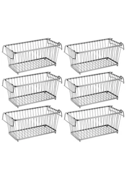 Wholesale 🧨 MDesign Stackable Wire Basket with Handles 12" x 6" x 5" 🔥 -Storage Basket Store Belk 2911