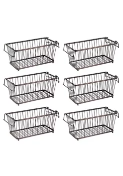 Wholesale 🧨 MDesign Stackable Wire Basket with Handles 12" x 6" x 5" 🔥 -Storage Basket Store Belk 2912