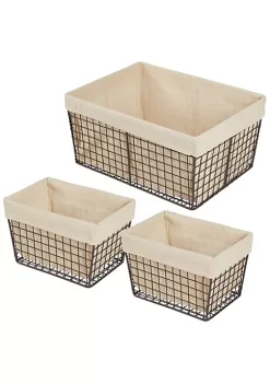 Outlet ❤️ MDesign Wire Basket with Fabric Liner 11" x 15" x 8" ❤️ -Storage Basket Store Belk 2961
