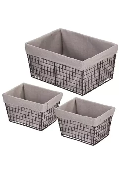 Outlet ❤️ MDesign Wire Basket with Fabric Liner 11" x 15" x 8" ❤️ -Storage Basket Store Belk 2962