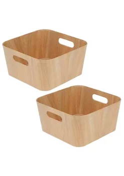 Discount 🔥 MDesign Wood Grain Paperboard Bin with Handles 16" x 12" x 8" 😉 -Storage Basket Store Belk 2982